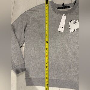 Aqua Kerri Rosenthal Gray Sweatshirt with Heart Patch